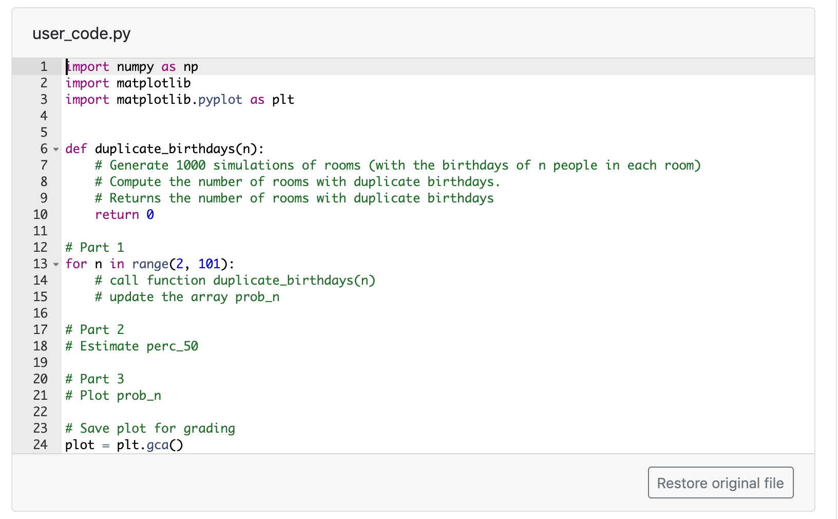 Solved Problem Setup The birthday problem is a famous | Chegg.com