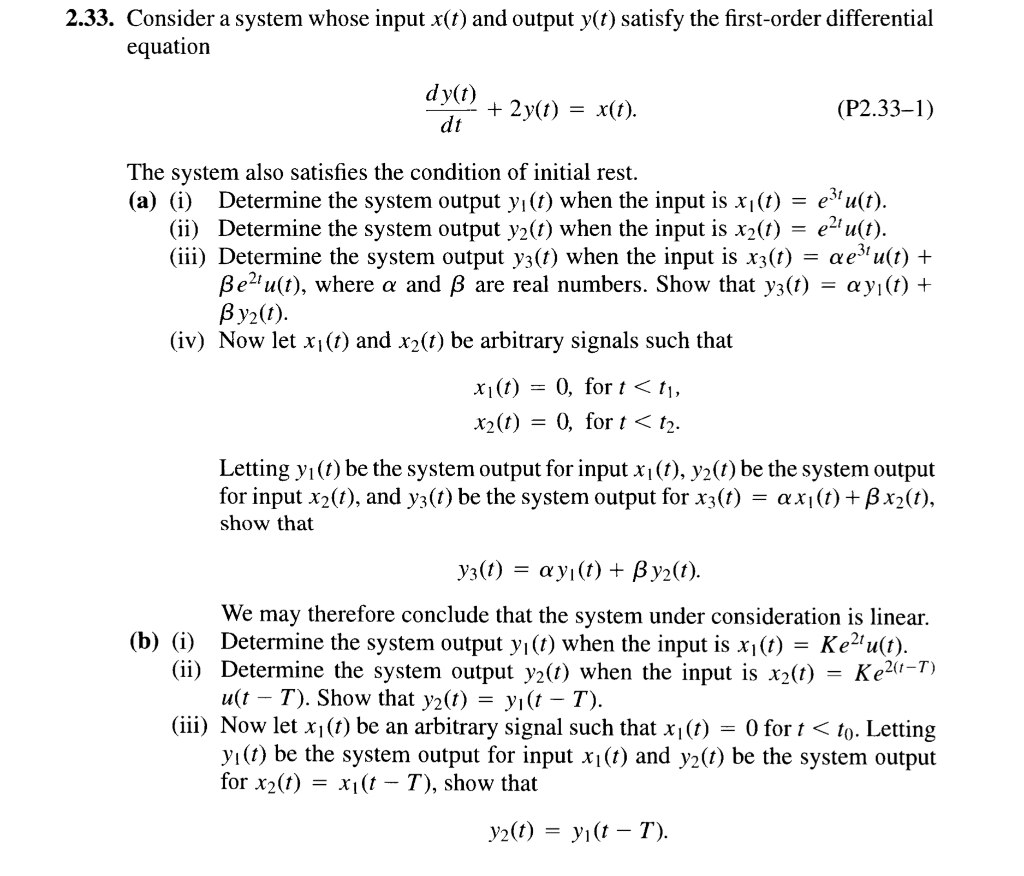 Solved 2 33 Consider A System Whose Input X T And Output