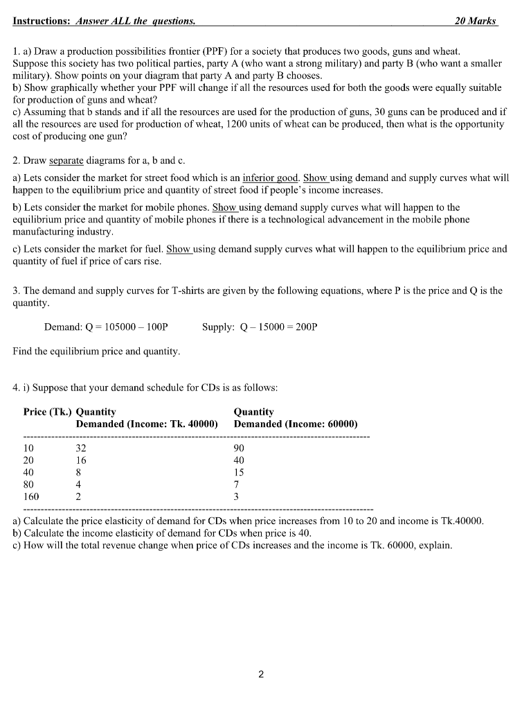 Solved Instructions: Answer ALL the questions. 20 Marks 1. | Chegg.com
