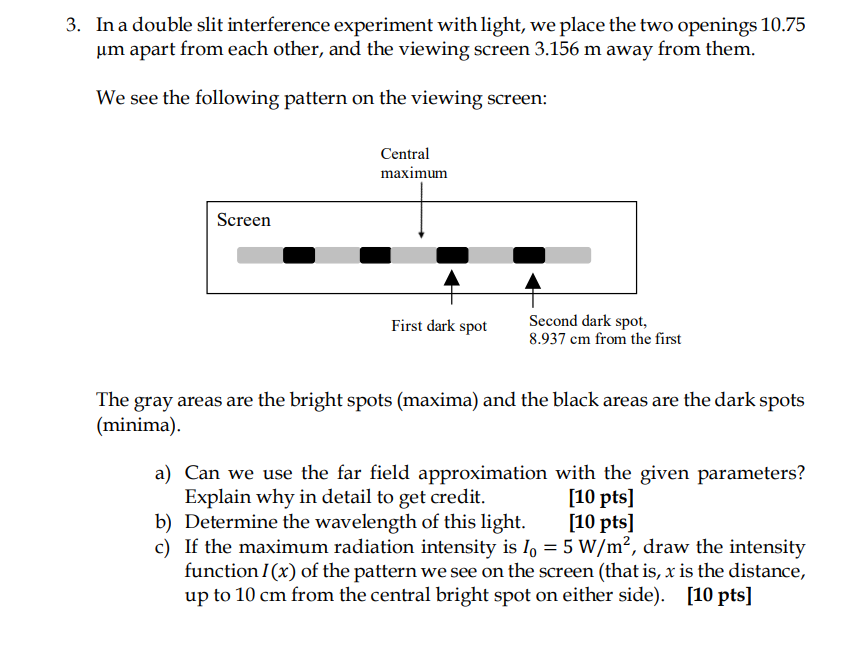Solved 3. In a double slit interference experiment with | Chegg.com