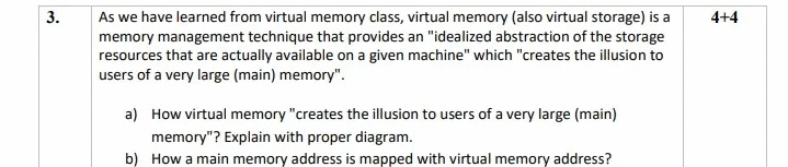 Solved 3. 4+4 As We Have Learned From Virtual Memory Class, | Chegg.com