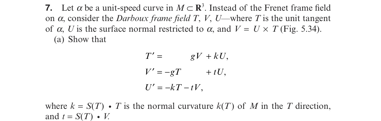 7 Let A Be A Unit Speed Curve In M Cr Instead O Chegg Com