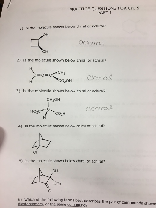 Solved PRACTICE QUESTIONS FOR CH. 5 PART I 1) Is the | Chegg.com