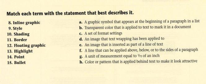 Solved Match each term with the statement that best | Chegg.com