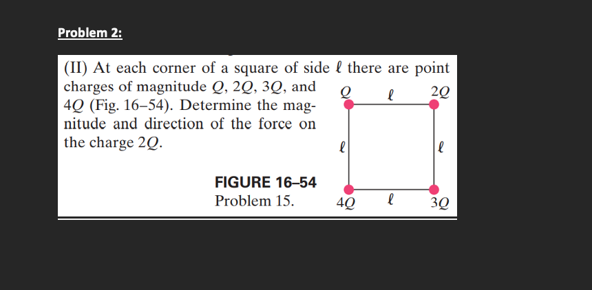 Solved Problem 2: (II) At each corner of a square of side l | Chegg.com