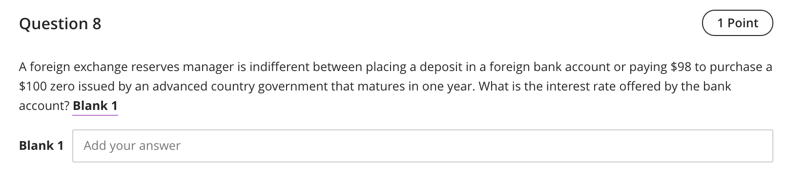 Solved Question 8 1 Point A Foreign Exchange Reserves Chegg