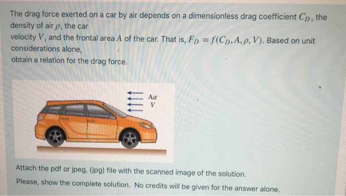 solved-the-drag-force-exerted-on-a-car-by-air-depends-on-a-chegg