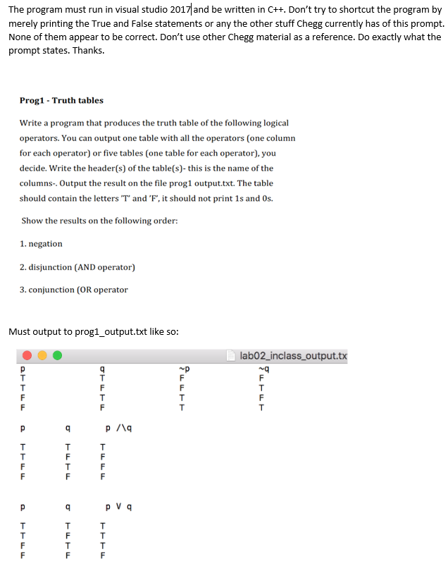 Solved Write a C++ program using visual studio 2017 | Chegg.com