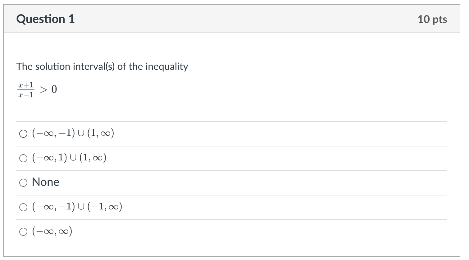 Solved The solution interval(s) of the inequality x−1x+1>0 | Chegg.com