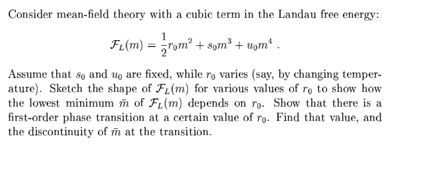 Solved Consider mean-field theory with a cubic term in the | Chegg.com