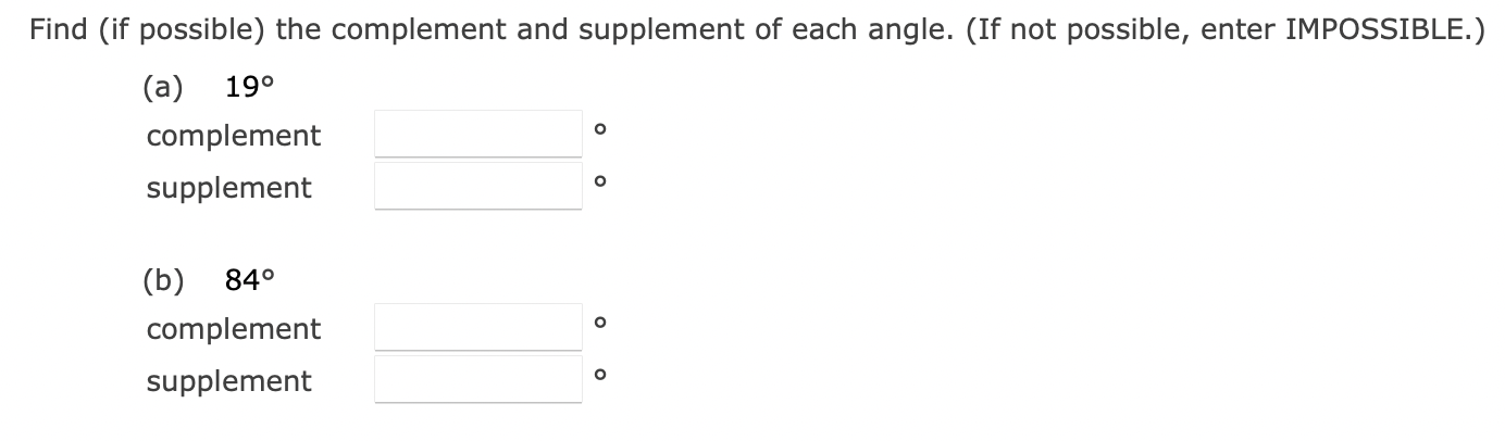 Solved Find (if possible) the complement and supplement of | Chegg.com