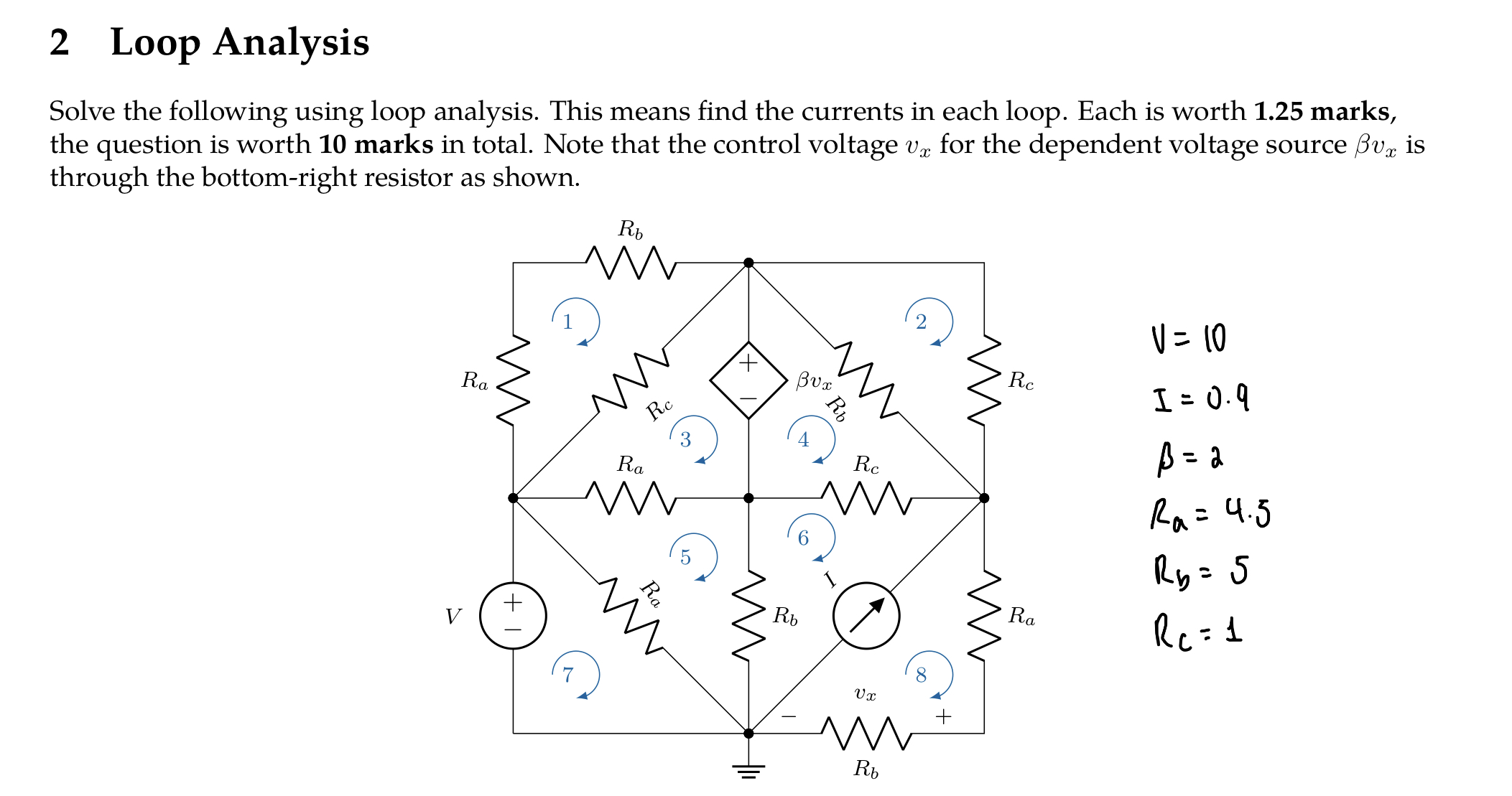 Solved 2 Loop Analysis Solve the following using loop | Chegg.com