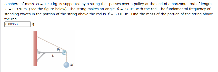 Solved A sphere of mass M = 1.40 kg is supported by a string | Chegg.com