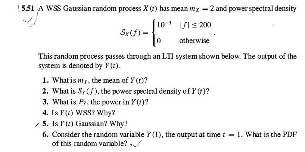 Delay = 1 Yt) 5.51 A WSS Gaussian random process | Chegg.com