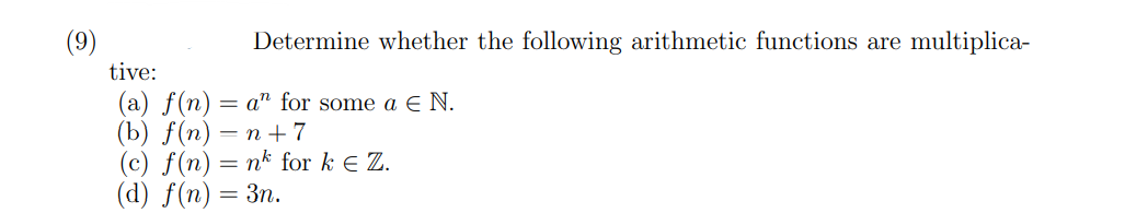 Solved Determine whether the following arithmetic functions | Chegg.com