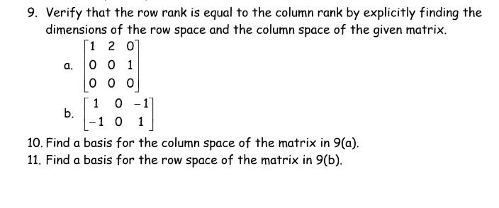 is rank equal to dimension of column space