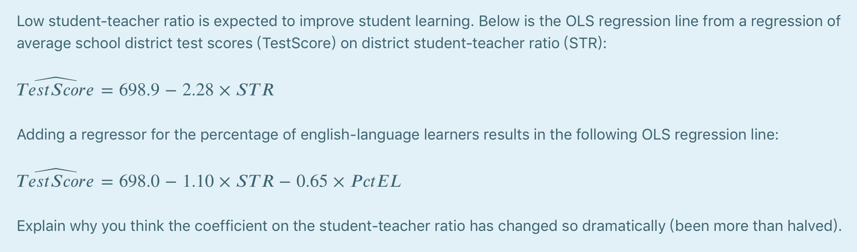 Solved Low studentteacher ratio is expected to improve