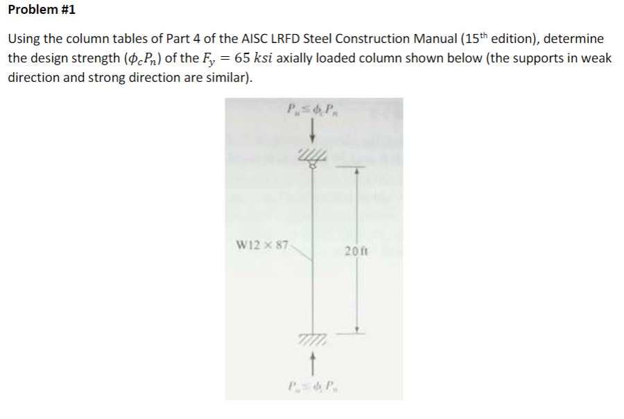 Using the column tables of Part 4 of the AISC LRFD Steel Construction Manual (15 th edition), determine the design strength \