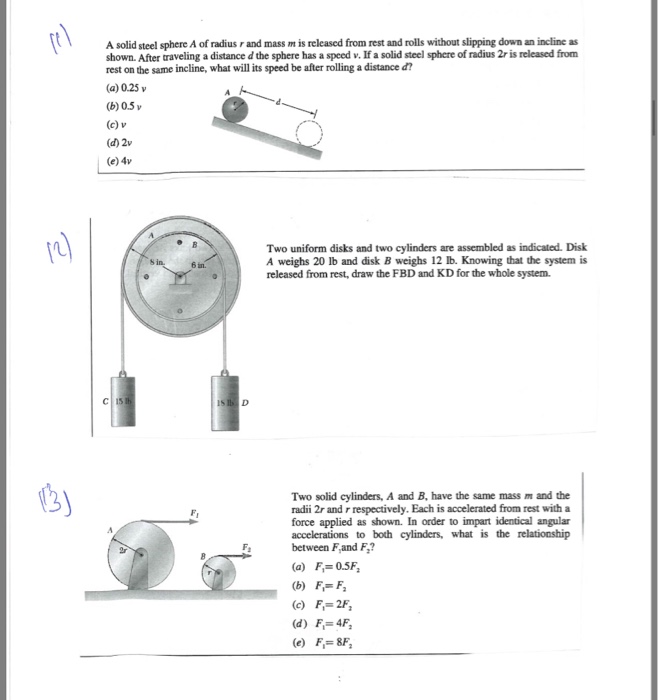 Solved A solid steel sphere A of radius r and mass m is