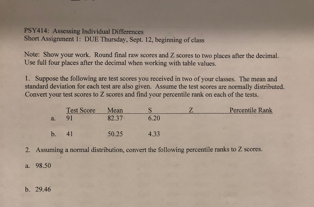 Ass ... PSY414: Short Individual Assessing Differences Solved: