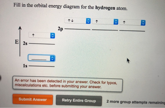 Solved Fill in the orbital energy diagram for the hydrogen | Chegg.com