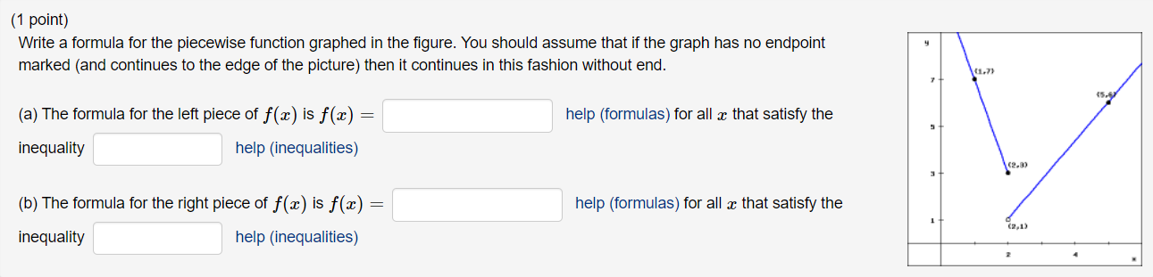 Solved (1 point) Write a formula for the piecewise function | Chegg.com