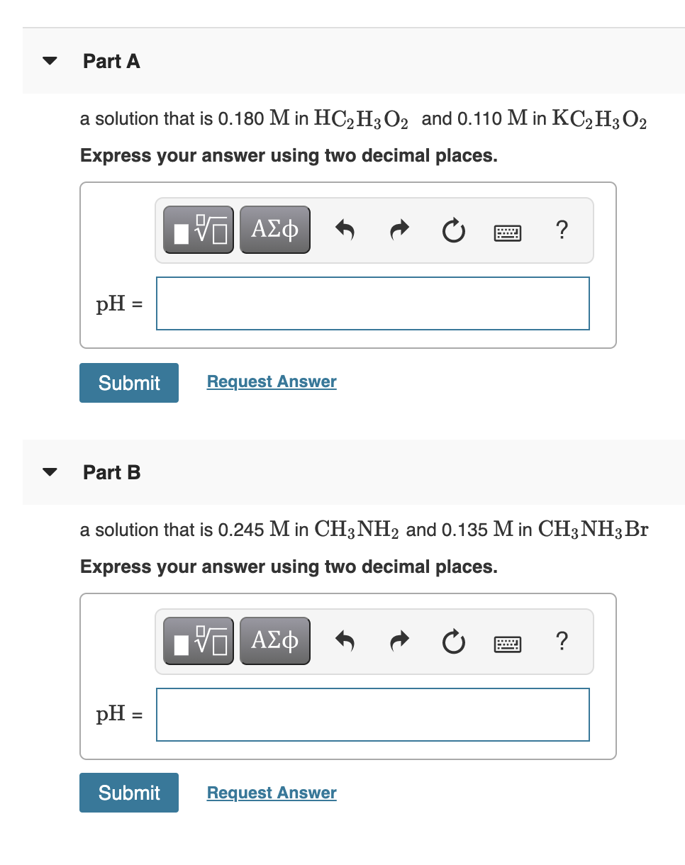 Solved Part A A Solution That Is 0.180 M In Hc2h3o2 And 