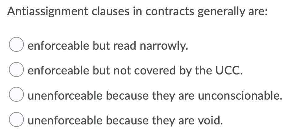 anti assignment clauses in contracts generally are quizlet