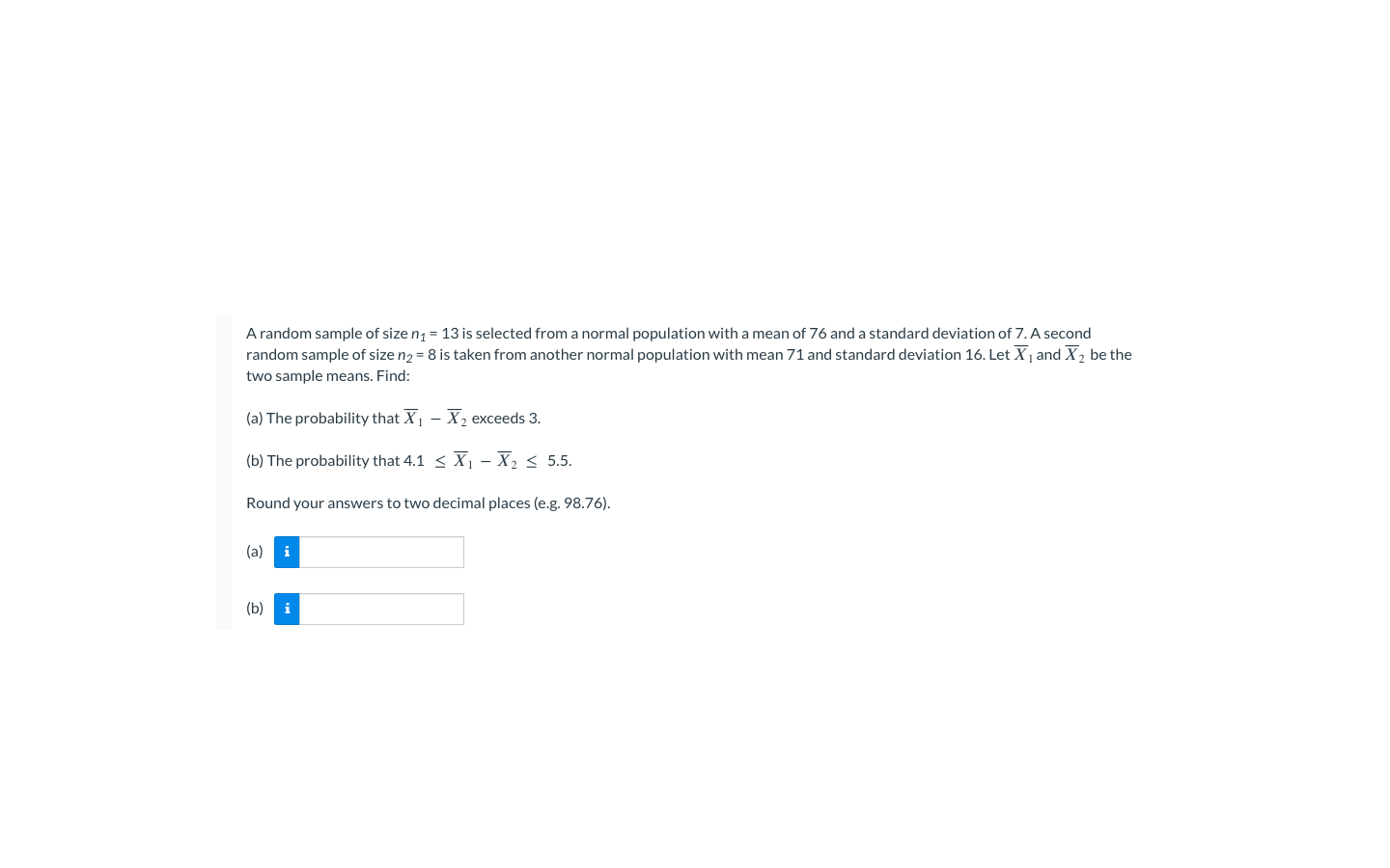 Solved A random sample of size n1=13 is selected from a | Chegg.com