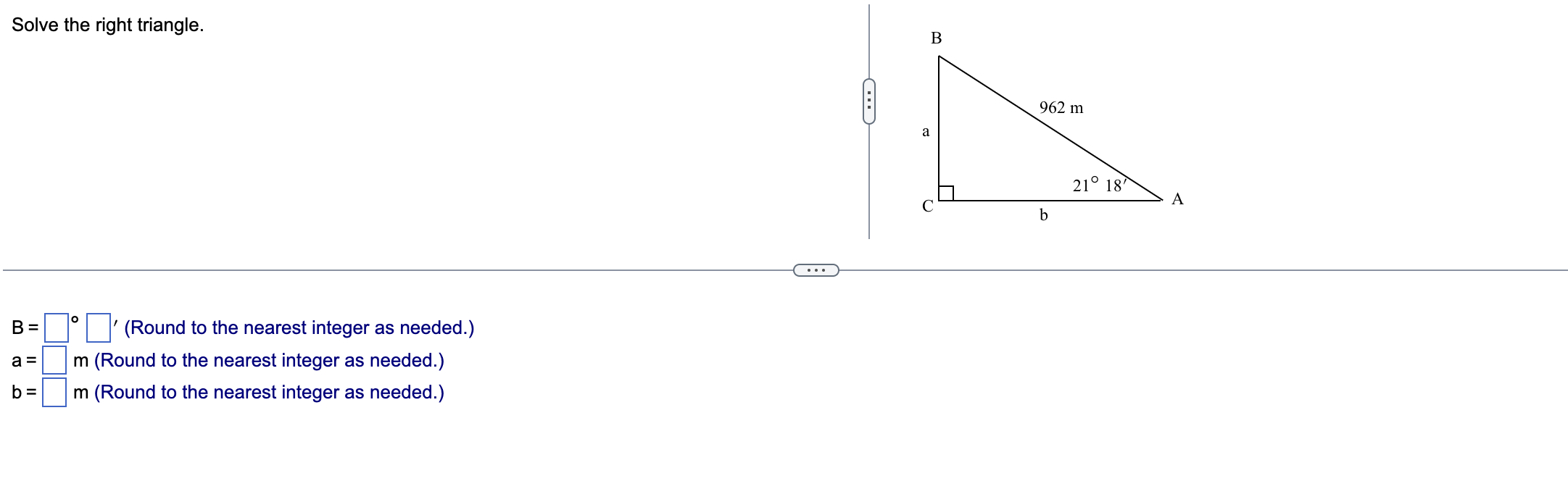 Solved Solve The Right Triangle B Round To The Nearest Chegg