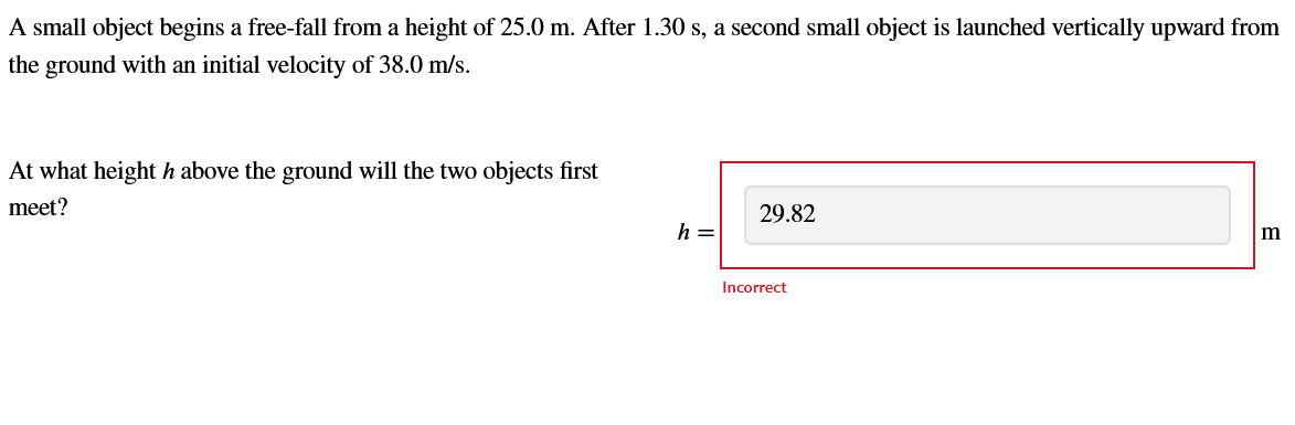 Solved A small object begins a free-fall from a height of | Chegg.com