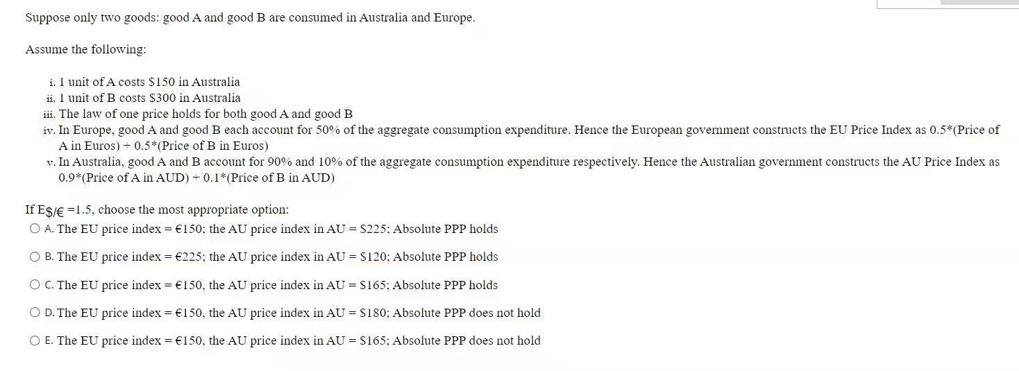 Solved Suppose Only Two Goods: Good A And Good B Are | Chegg.com