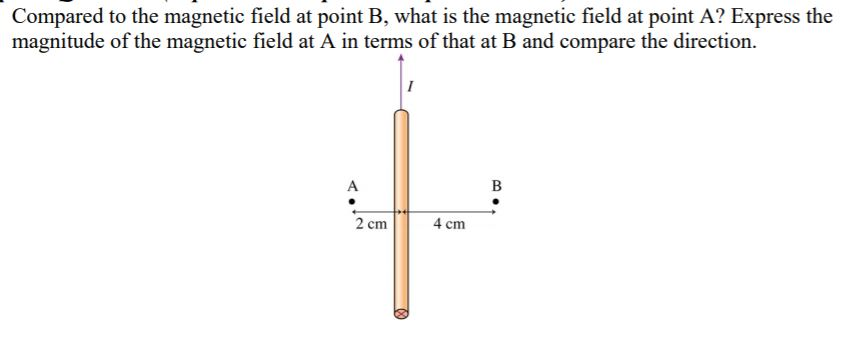 Solved Compared to the magnetic field at point B, what is | Chegg.com