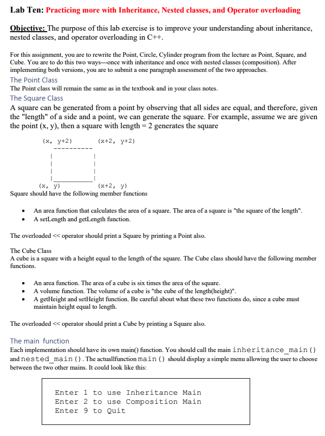 Solved C++ PROGRAMMING: INHERITANCE AND OPERATOR OVERLOADING