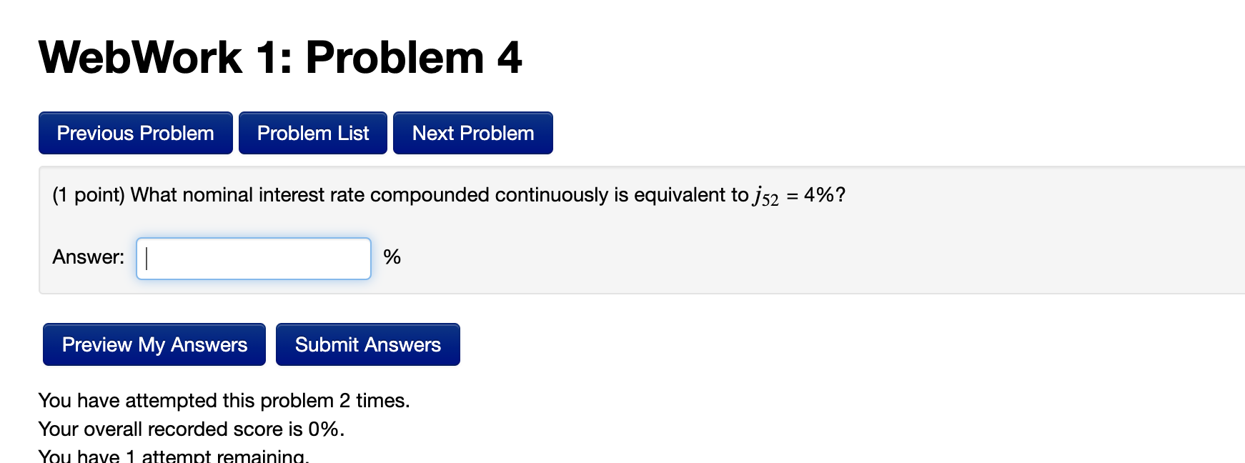 Solved WebWork 1: Problem 4 Previous Problem Problem List | Chegg.com