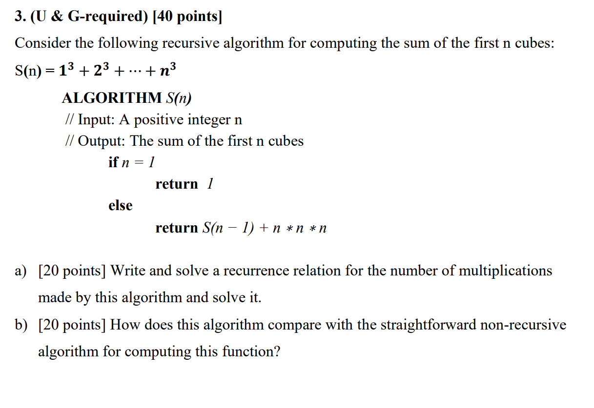 Solved +n3 3. (U & G-required) [40 points) Consider the | Chegg.com