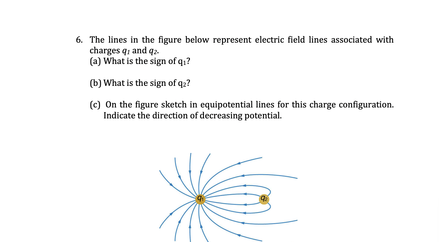 Solved 6. The Lines In The Figure Below Represent Electric | Chegg.com