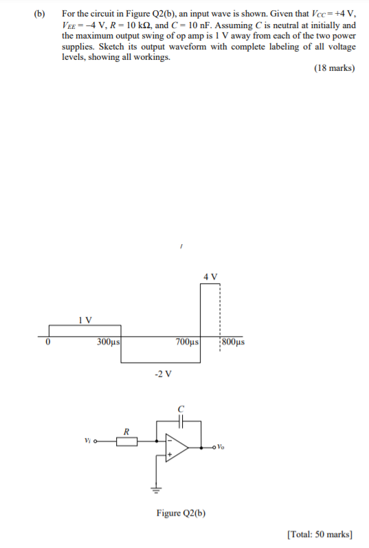 Solved (6) For the circuit in Figure Q2(b), an input wave is | Chegg.com