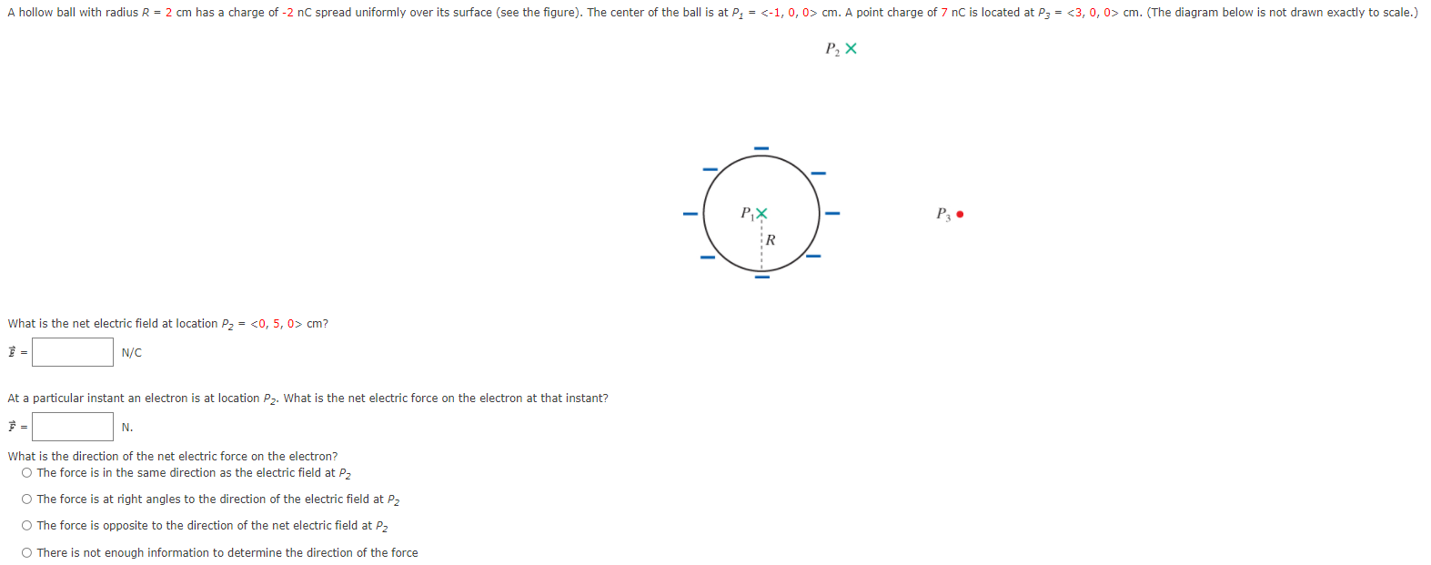 Solved A hollow ball with radius R = 2 cm has a charge of -2 | Chegg.com