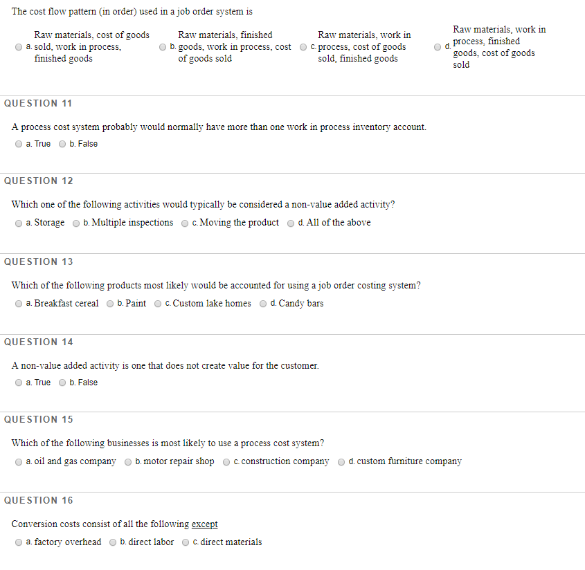 Solved The cost flow pattern in order) used in a job order | Chegg.com