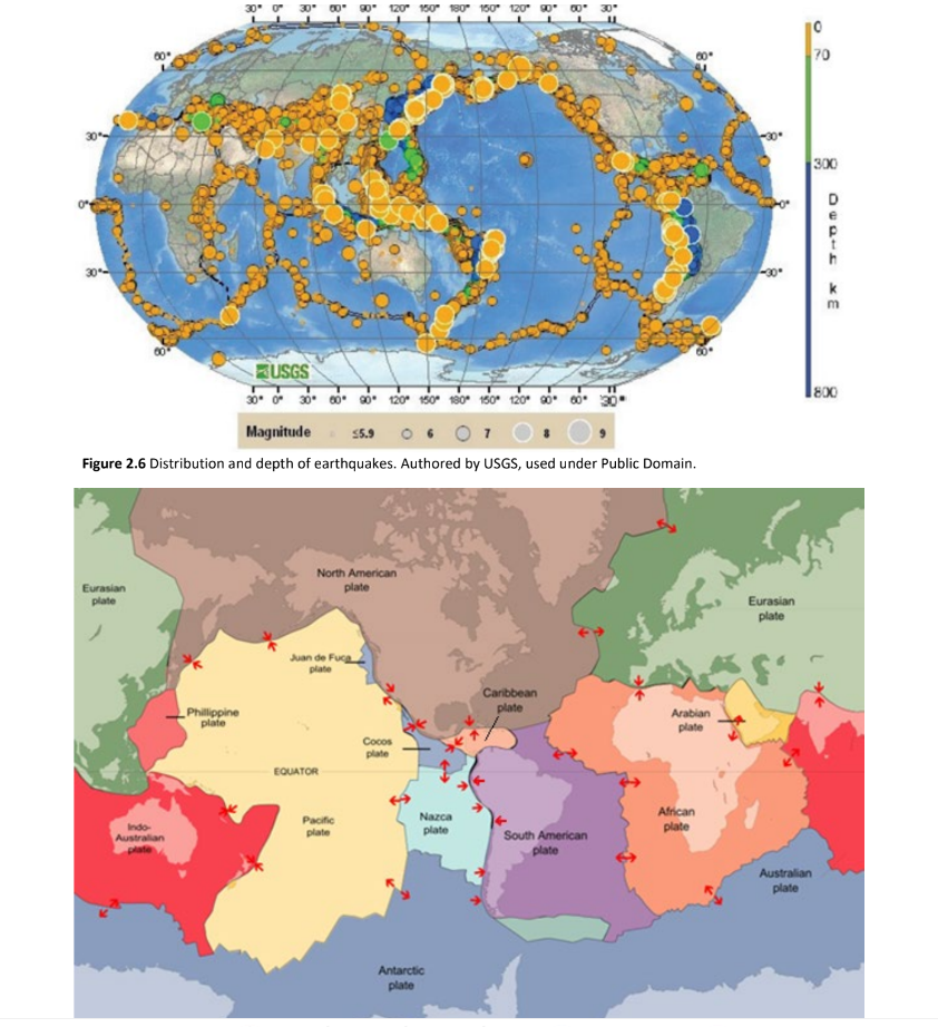 Figure 2.6 Distribution And Depth Of Earthquakes. | Chegg.com