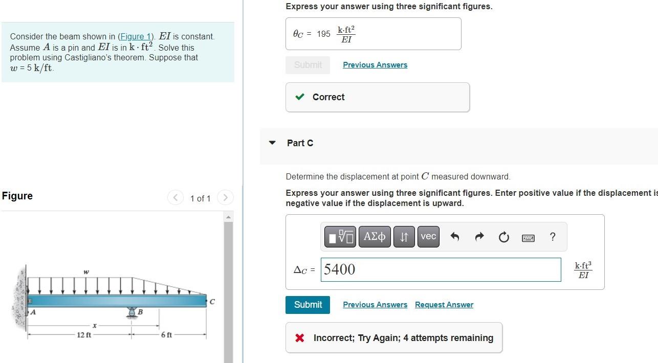 Solved Consider the beam shown in (Figure 1). EI is | Chegg.com