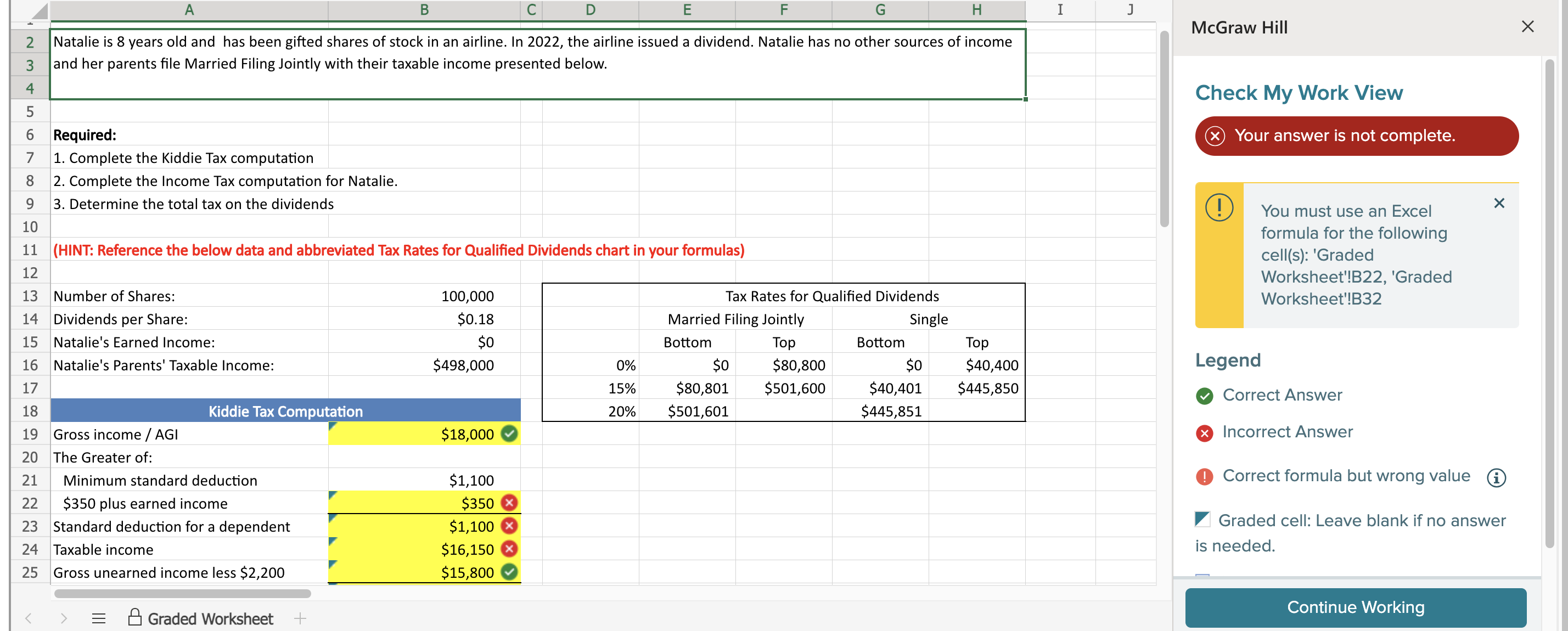 Solved Net unearned Kiddie tax Gross / AGI The
