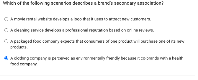 Solved Which Of The Following Scenarios Describes A Brand's | Chegg.com