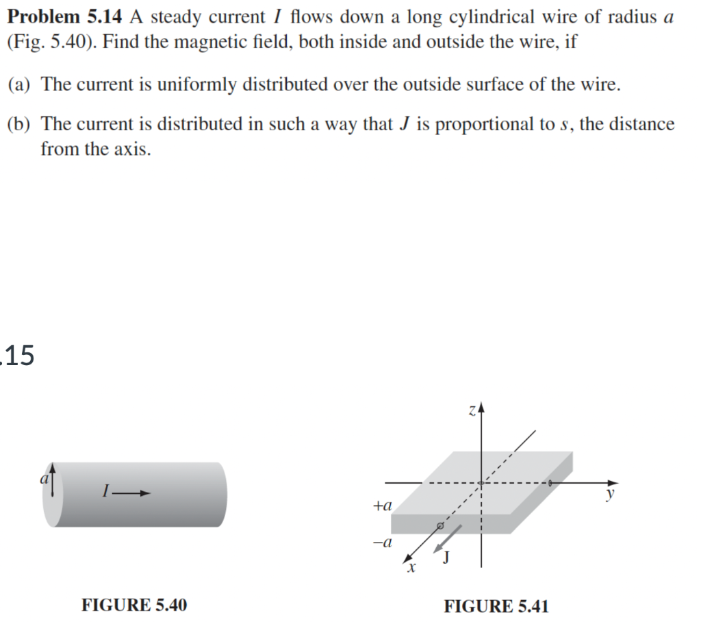Solved Problem 5.14 A steady current I flows down a long | Chegg.com