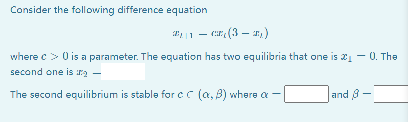 Solved Consider The Following Difference Equation - It+1 = | Chegg.com