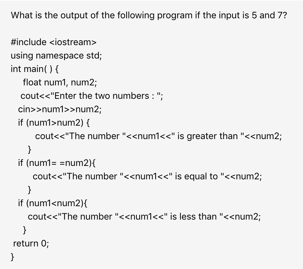 Solved What is the output of the following program if the | Chegg.com