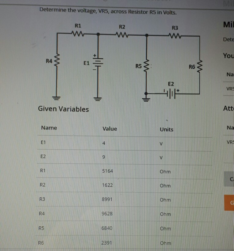 Solved Determine the voltage, VR5, across Resistor R5 in | Chegg.com