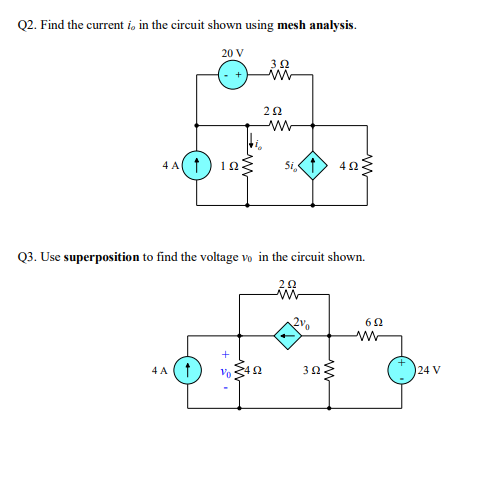 Solved Q2. Find the current is in the circuit shown using | Chegg.com