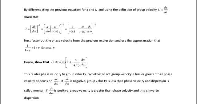 Solved Problem 3 Group Velocity. Let U denote the group | Chegg.com